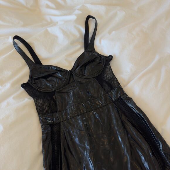 House Of CB Firalla Black Patent Vegan Leather Bustier Dress Size XS - Picture 3 of 6